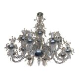 Contemporary "ca rezzonico" with flowers and leaves murano glass chandelier