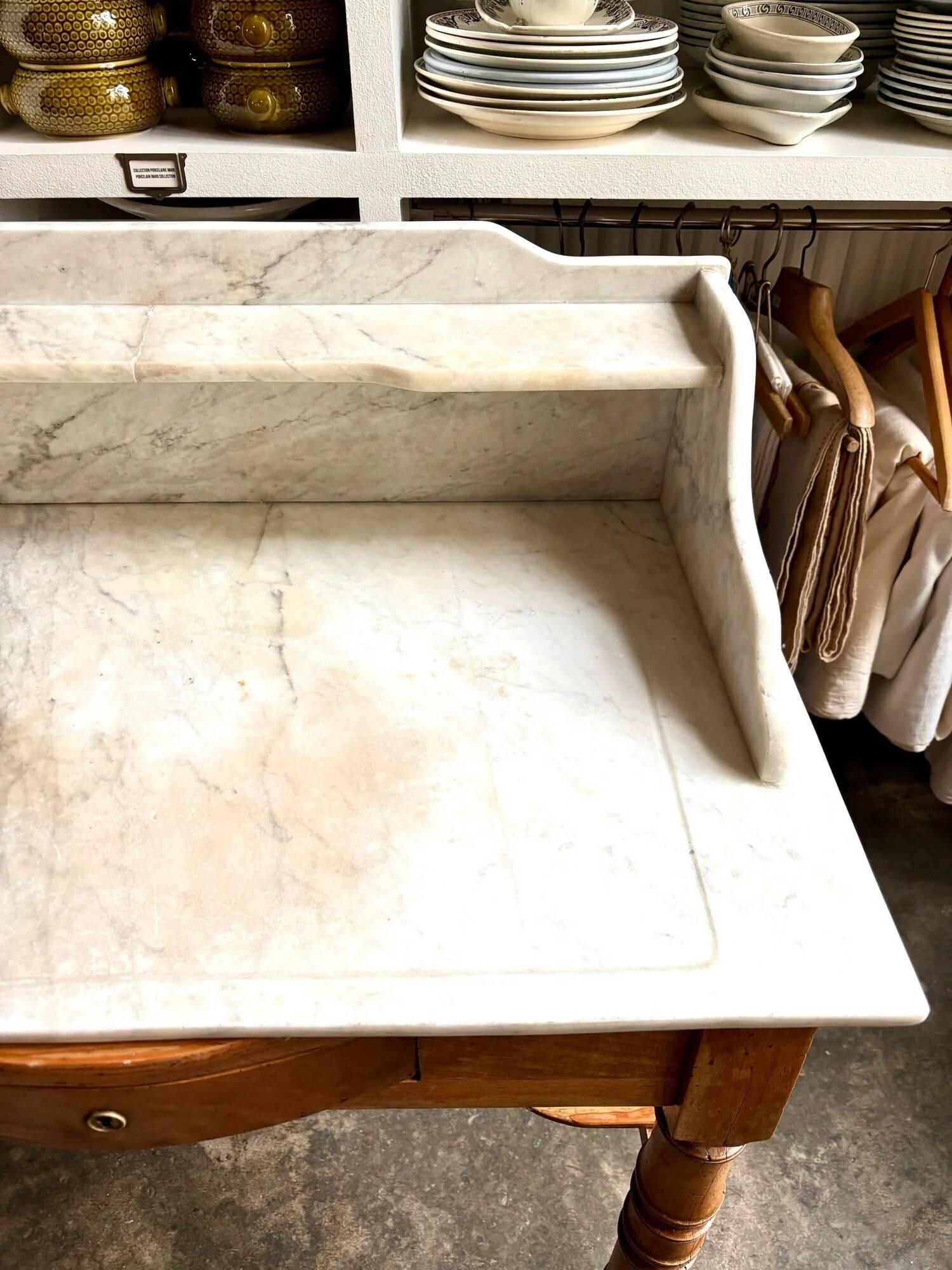 Dressing table, bathroom cabinet in wood and marble 80 x 48 cm