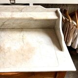 Coiffeuse, meuble de toilette en bois et marbre 80 x 48 cm