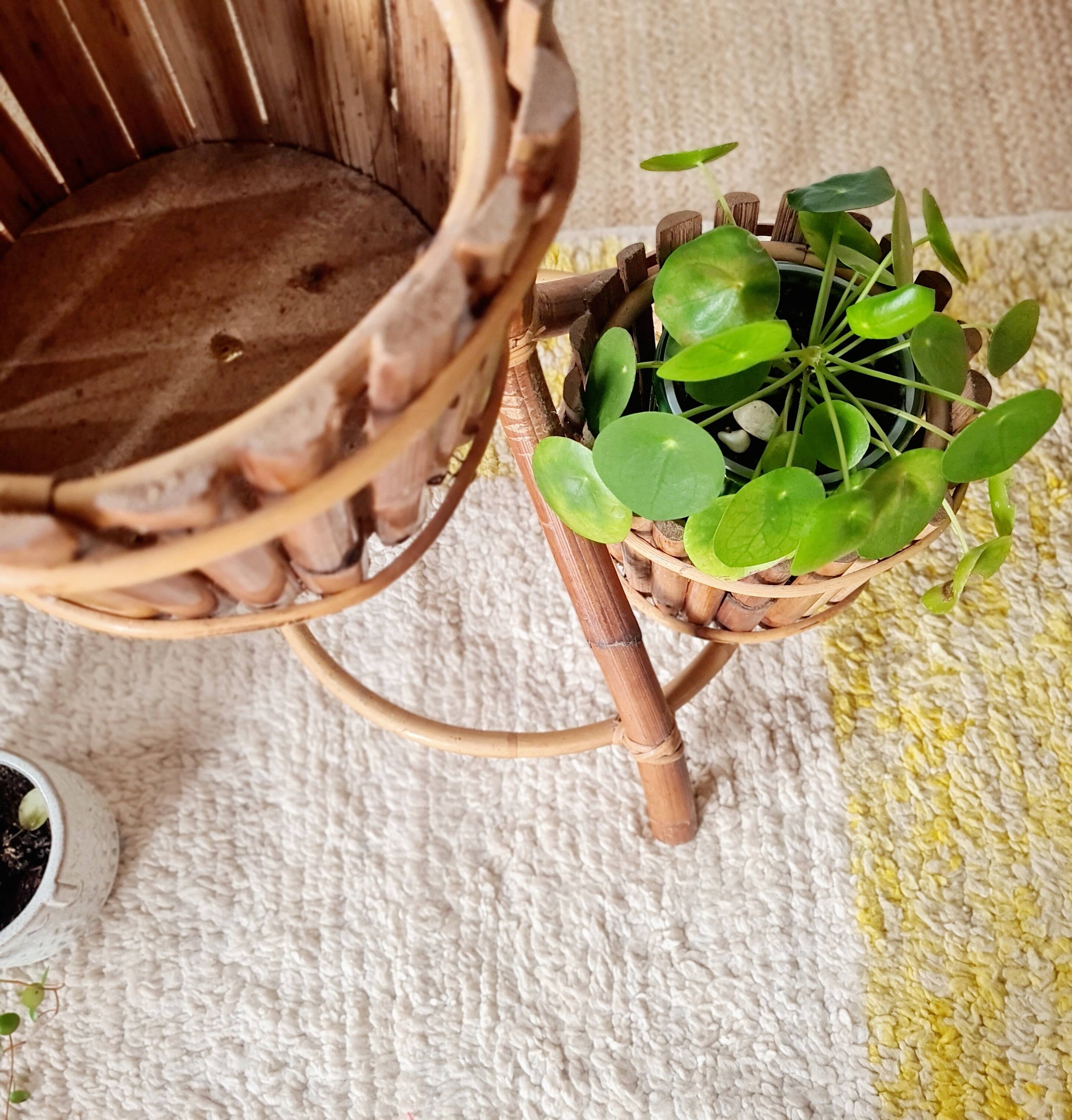 Vintage 3-tier plant stand in bamboo and rattan