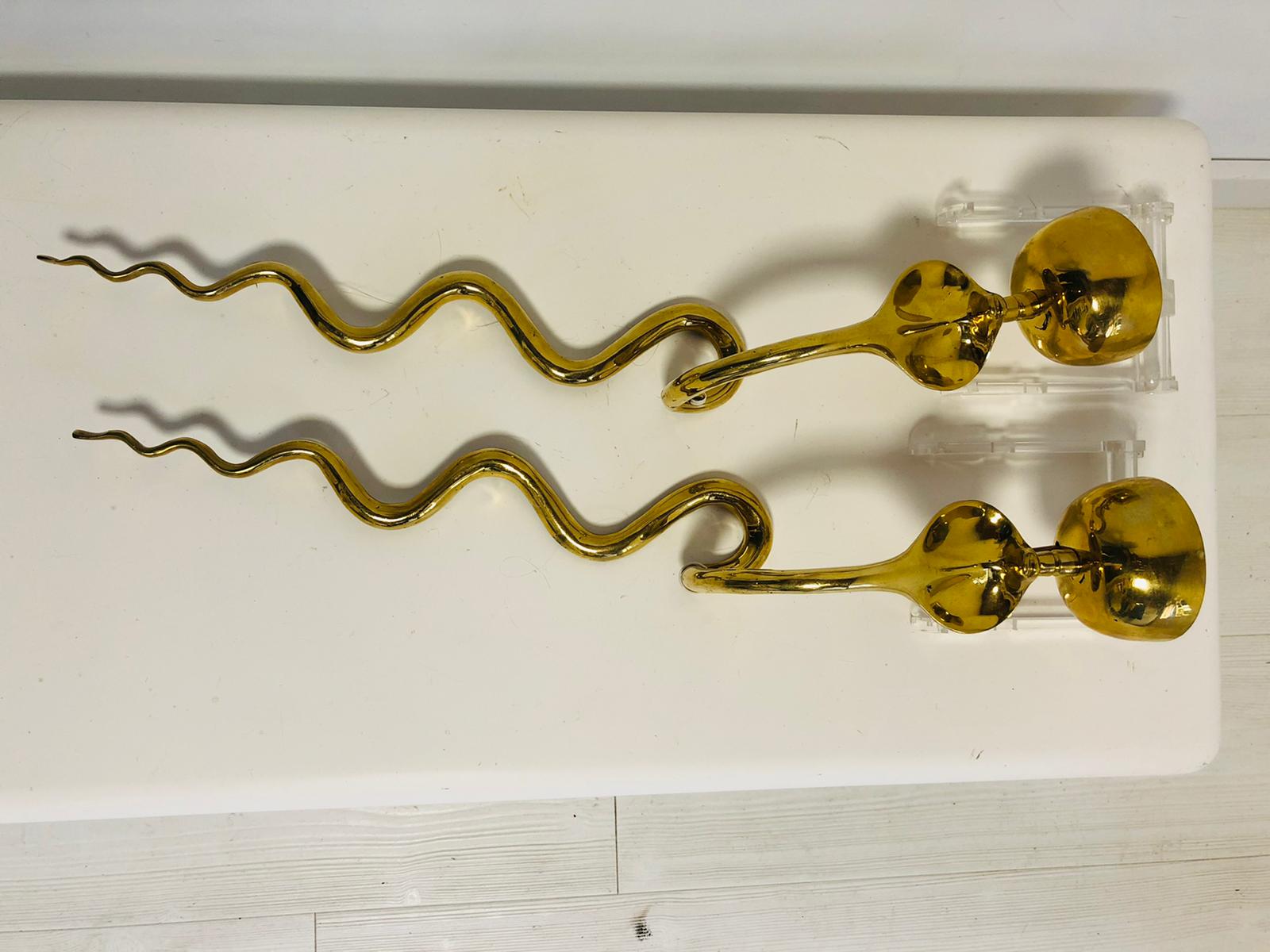 Pair of gilded bronze wall lamps