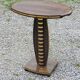 Art deco style pedestal table in beech and gold metal
