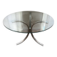 Table ronde en verre et acier, années 70