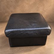 Leather armchairs and matching pouf, Italy, circa 1980