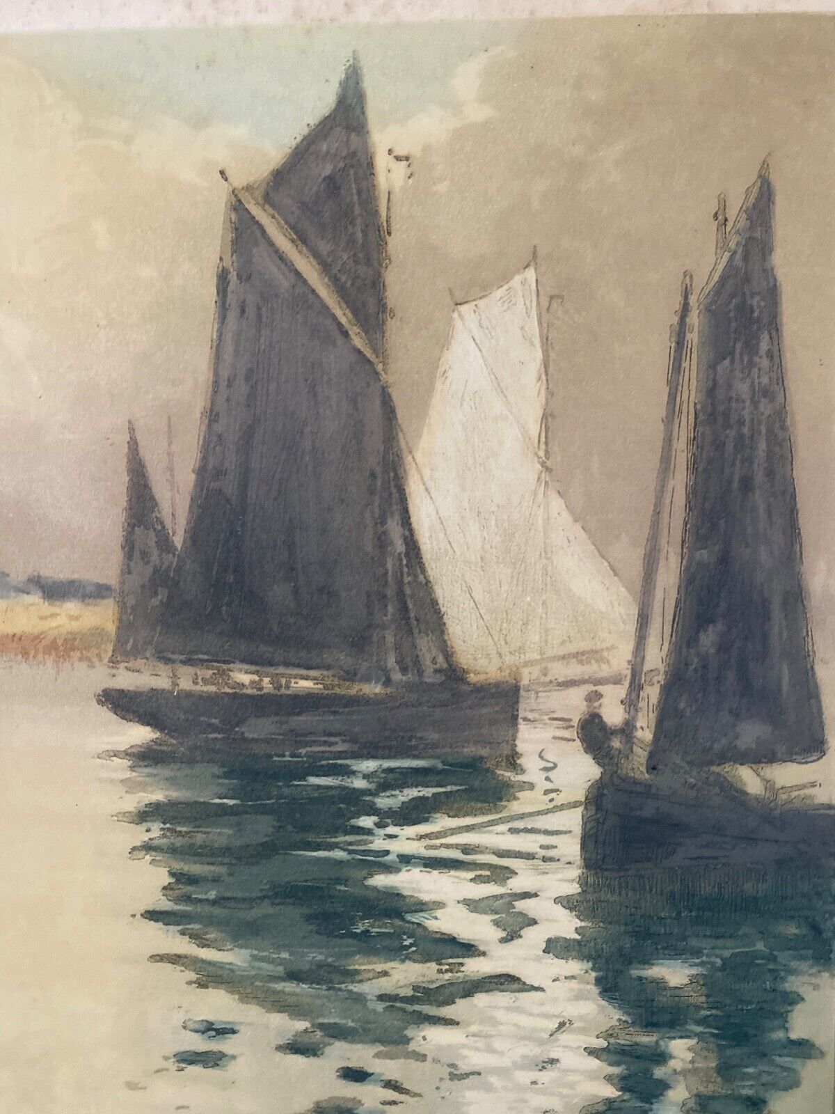 Lithograph Fernand-Marie-Eugène Le Gout-Gérard Bretonne Barque n°185