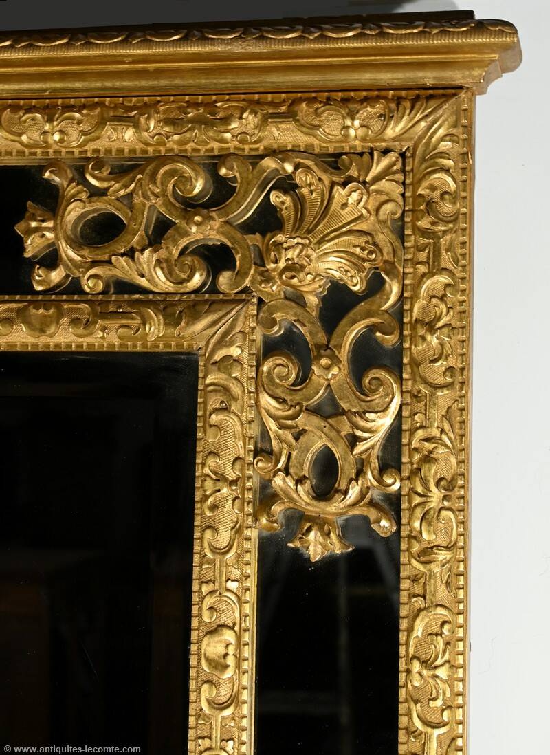 Gilded Wood Glazing Bead Mirror, Napoleon III Period – Mid 19th Century