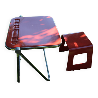 Folding desk platone by Giancarlo Piretti and stool