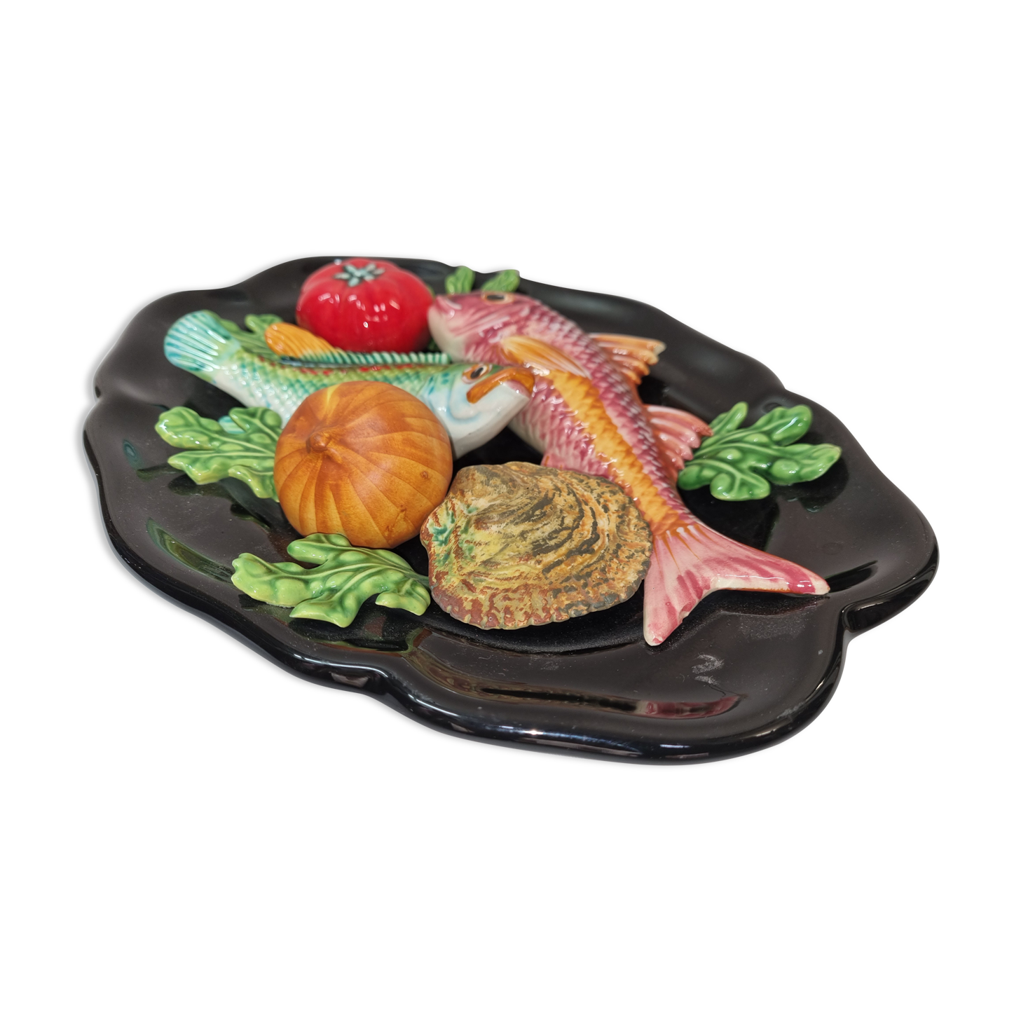 Plate slurry Vallauris fish from 1970