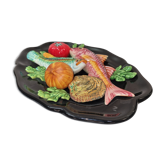 Assiette barbotine vallauris poissons de 1970