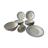 Service 20 plates and 3 dishes blue earthenware Vaucluse U-C Sarreguemines Digoin