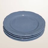 Set of 4 blue ceramic dessert plates.