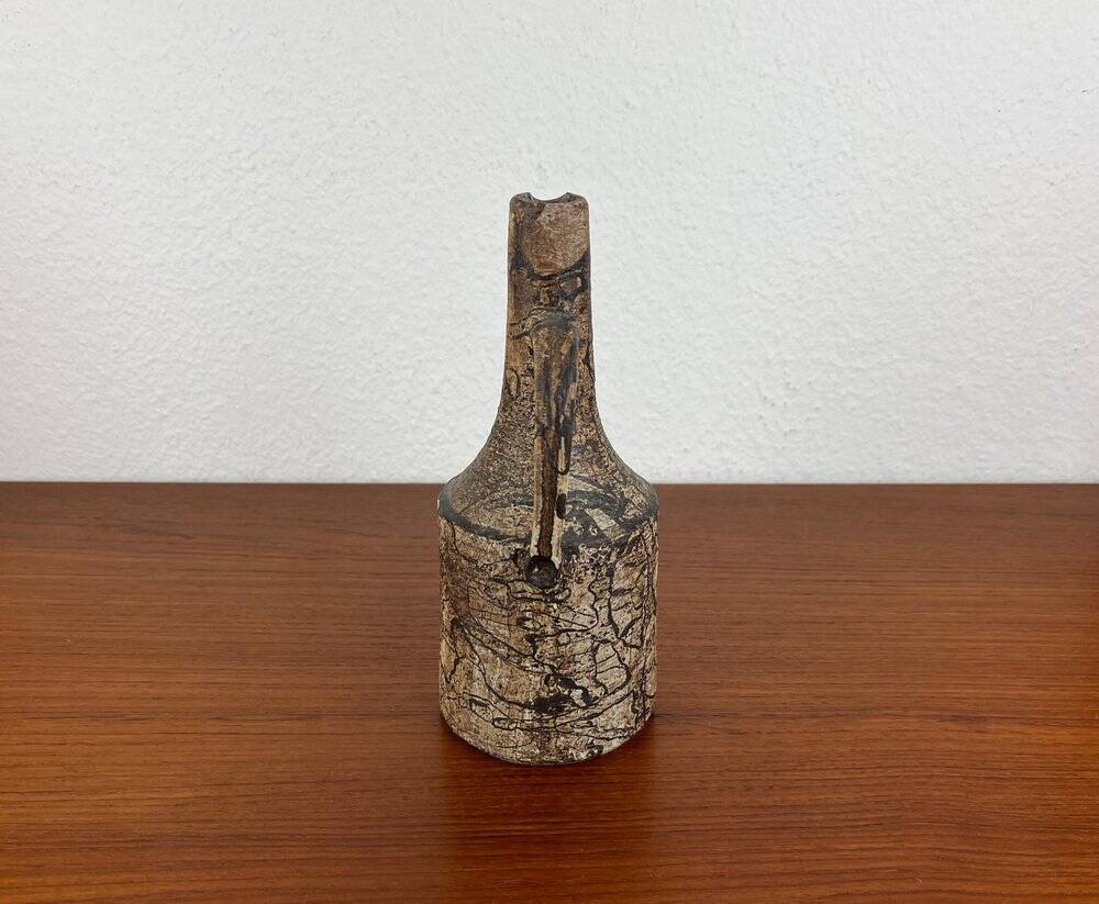 Brutalist vintage studio pottery vase carafe by Gerhard Liebenthron, 1970s.