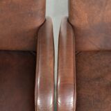 Set of 2 dining chairs / side chairs with armrests made of cowhide leather