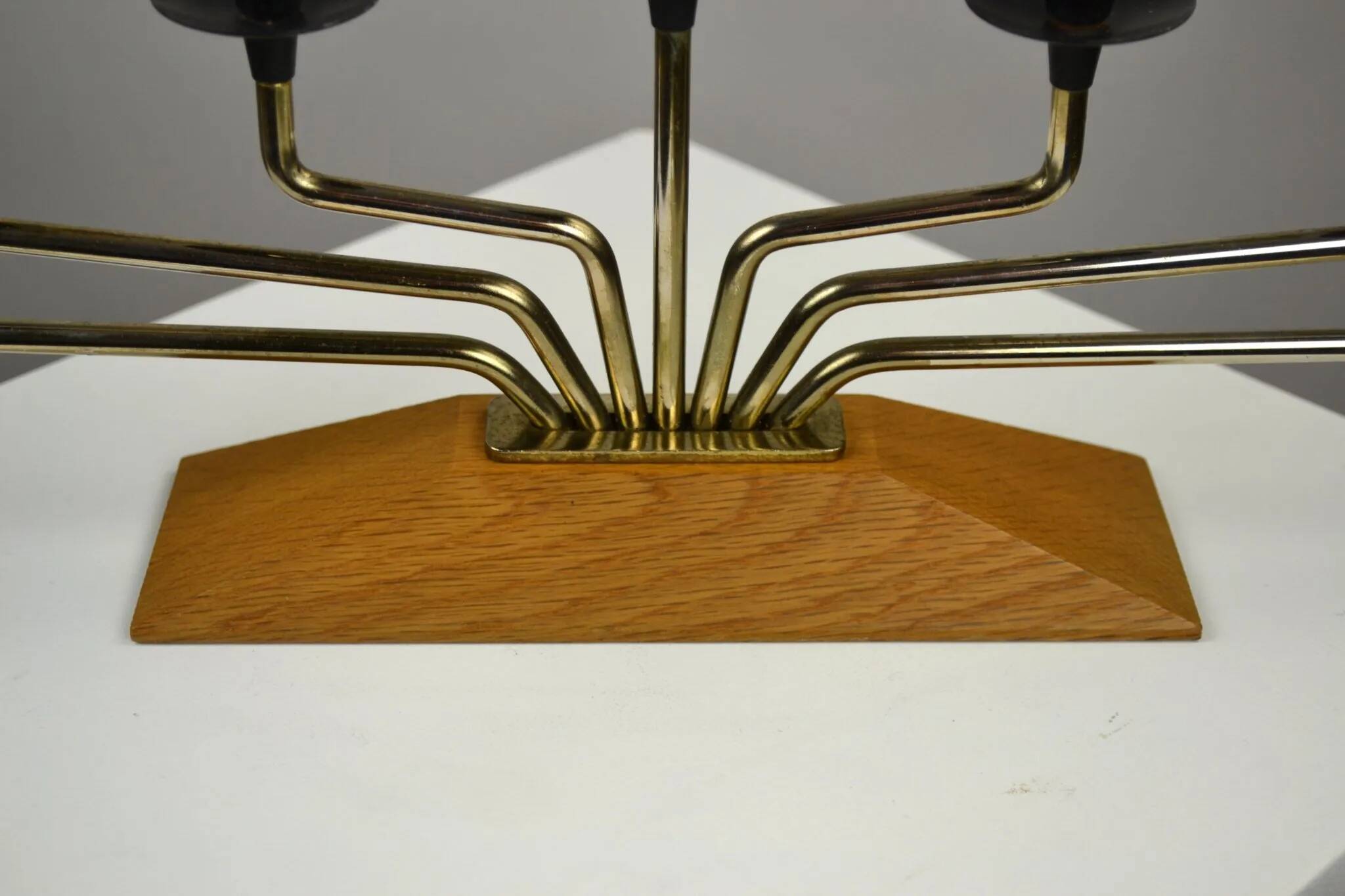 Brass, Black Painted Metal and Teak Candelabra by Gunnar Ander for Ystad-Metall, Sweden, 1960s