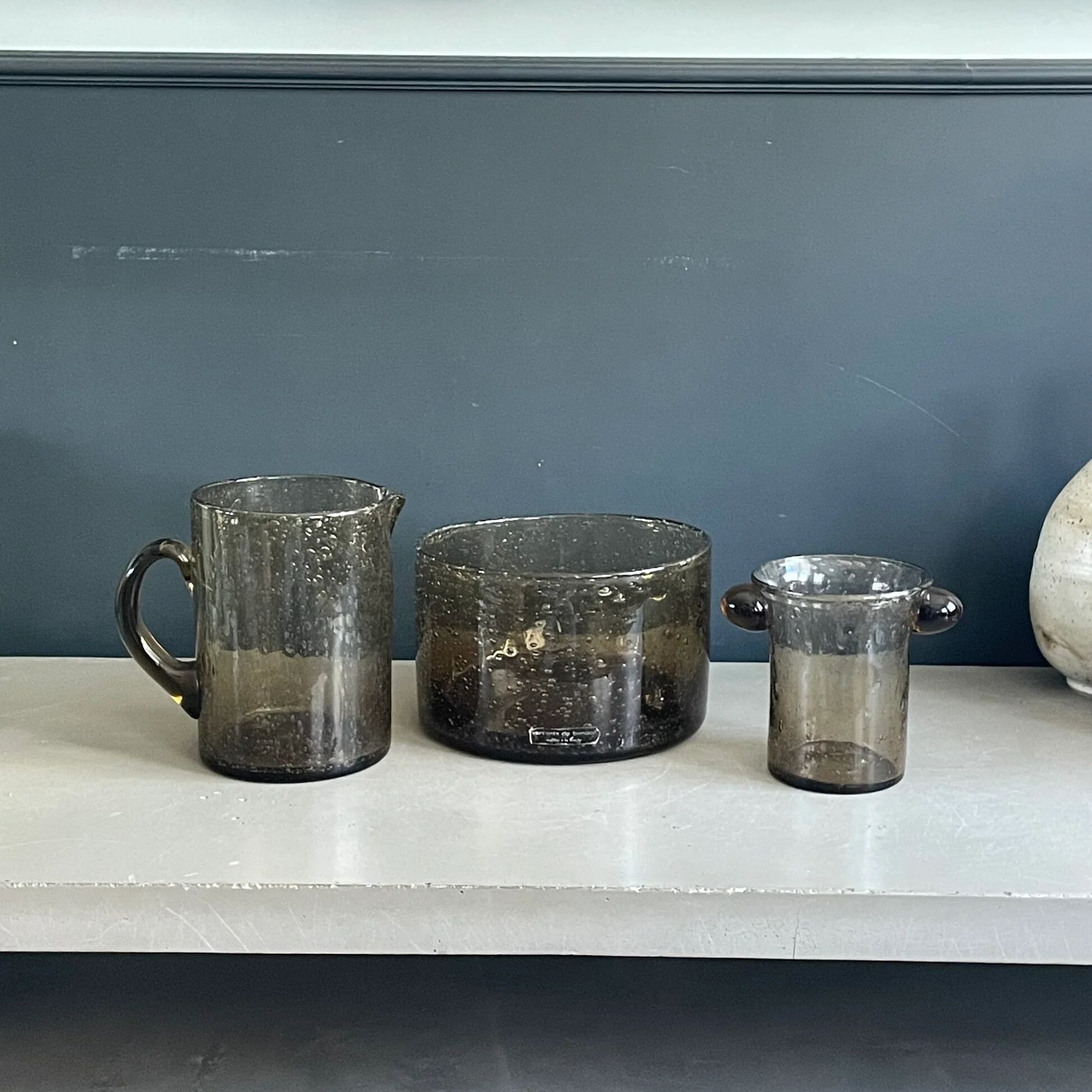 Smoked bubble glass set Bendor
