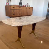 Vintage coffee table with marble top by Guglielmo Ulrich, year 1950