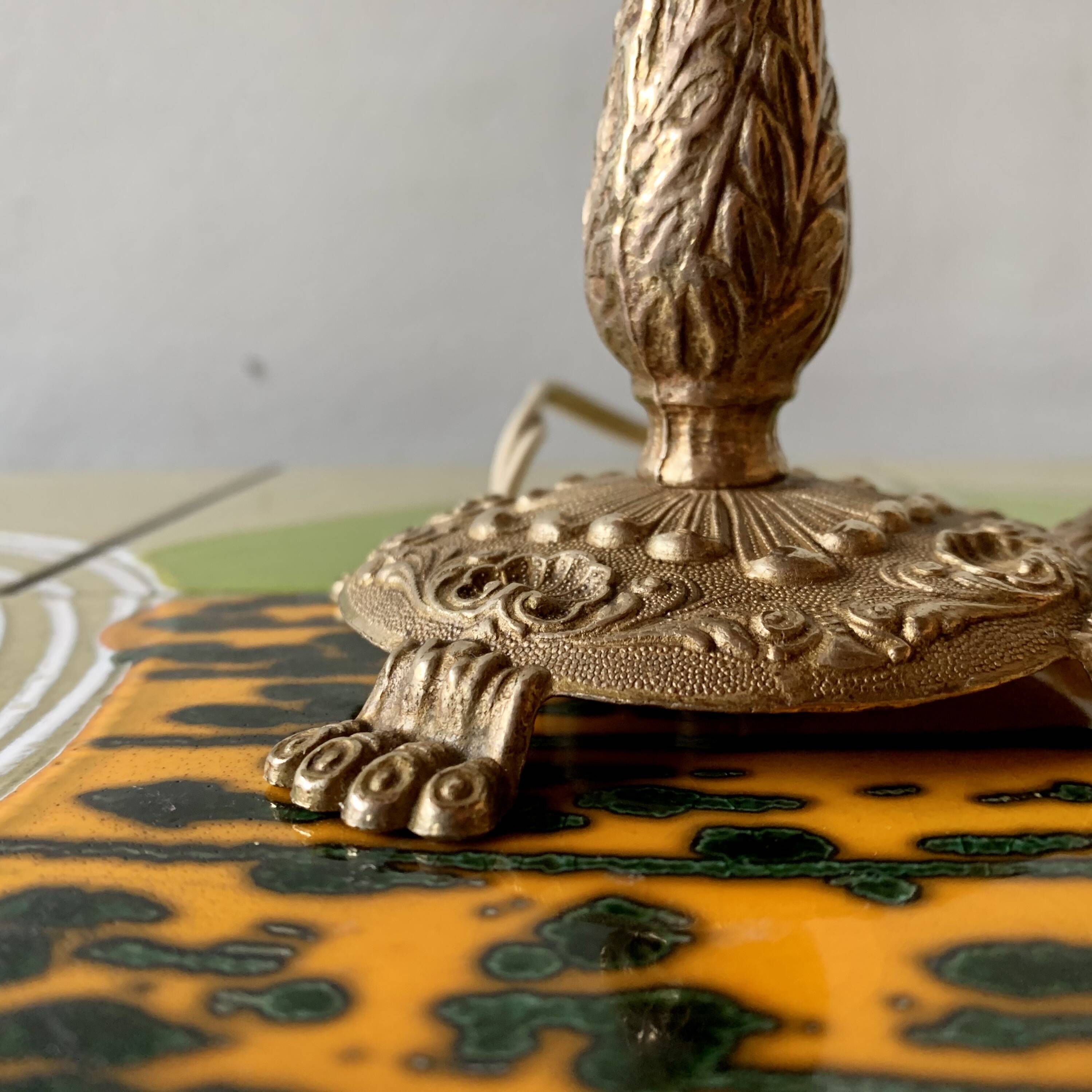 Pair of brass lamp bases - mid-century.