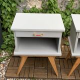 Pair of vintage 1950s compass foot bedside tables