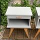 Paire de chevets pieds compas vintage 1950
