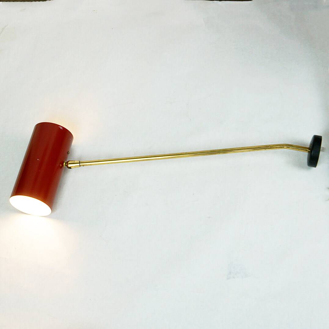 Cylindrical wall lights in Austrian red brass from the mid-century by J.T. Kalmar.