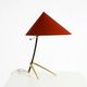 Large Kalmar Mid-Century tripod brass table lamp with a new fabric shade