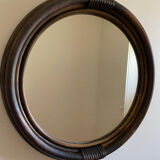 Round rattan mirror