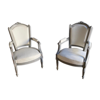 Paire de fauteuils style Louis XVI