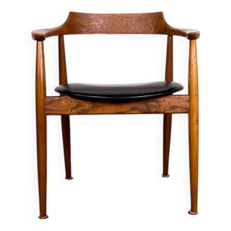 Fauteuil de bureau en orme et skaï Teck modèle ST 750 Arne Wahl Iversen 1960.