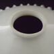 French frilled glass pendant shade, white opaline glass with a clear scalloped edge.