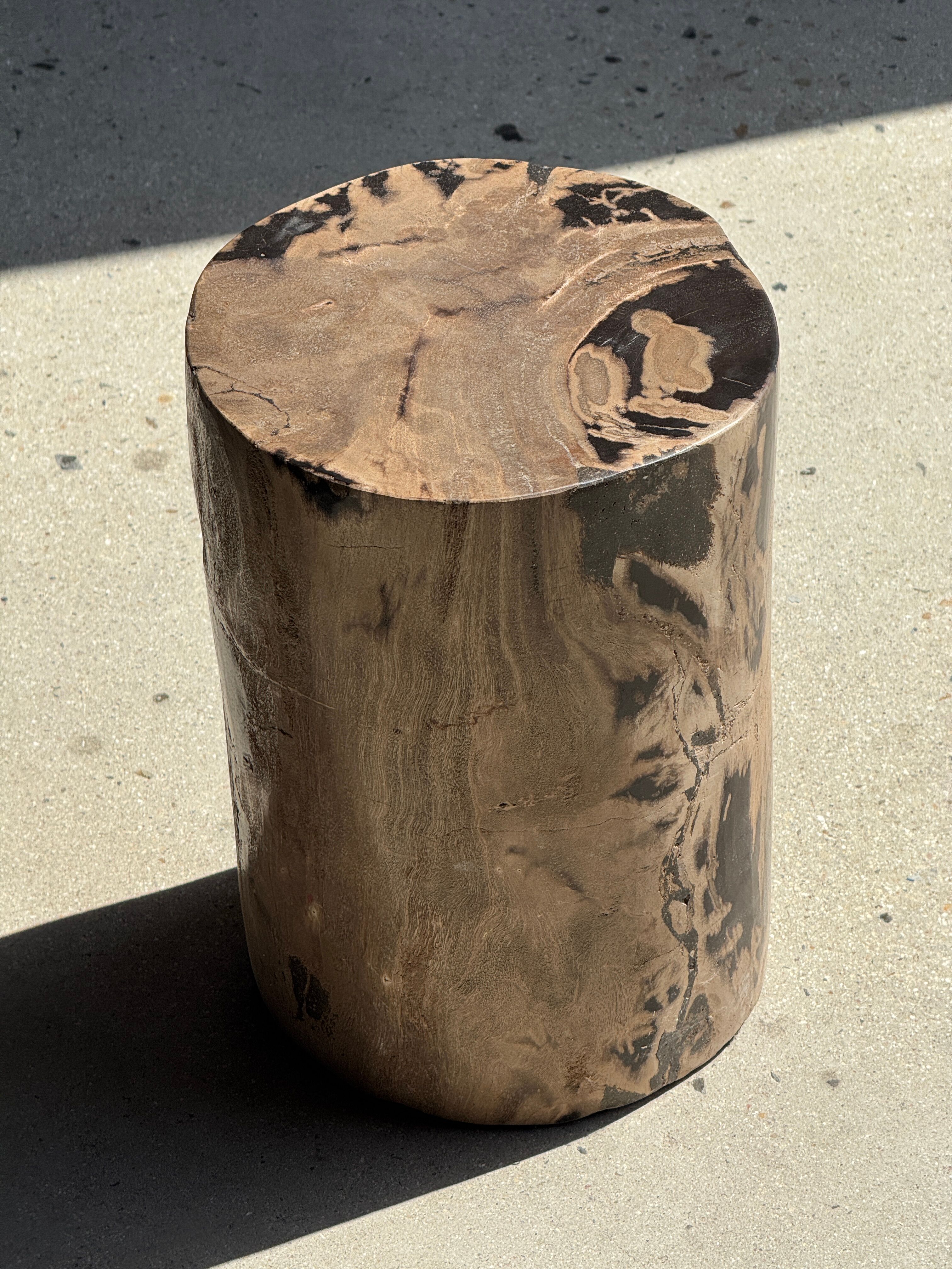 Brown and black petrified wood side table H35 D27 - 3333