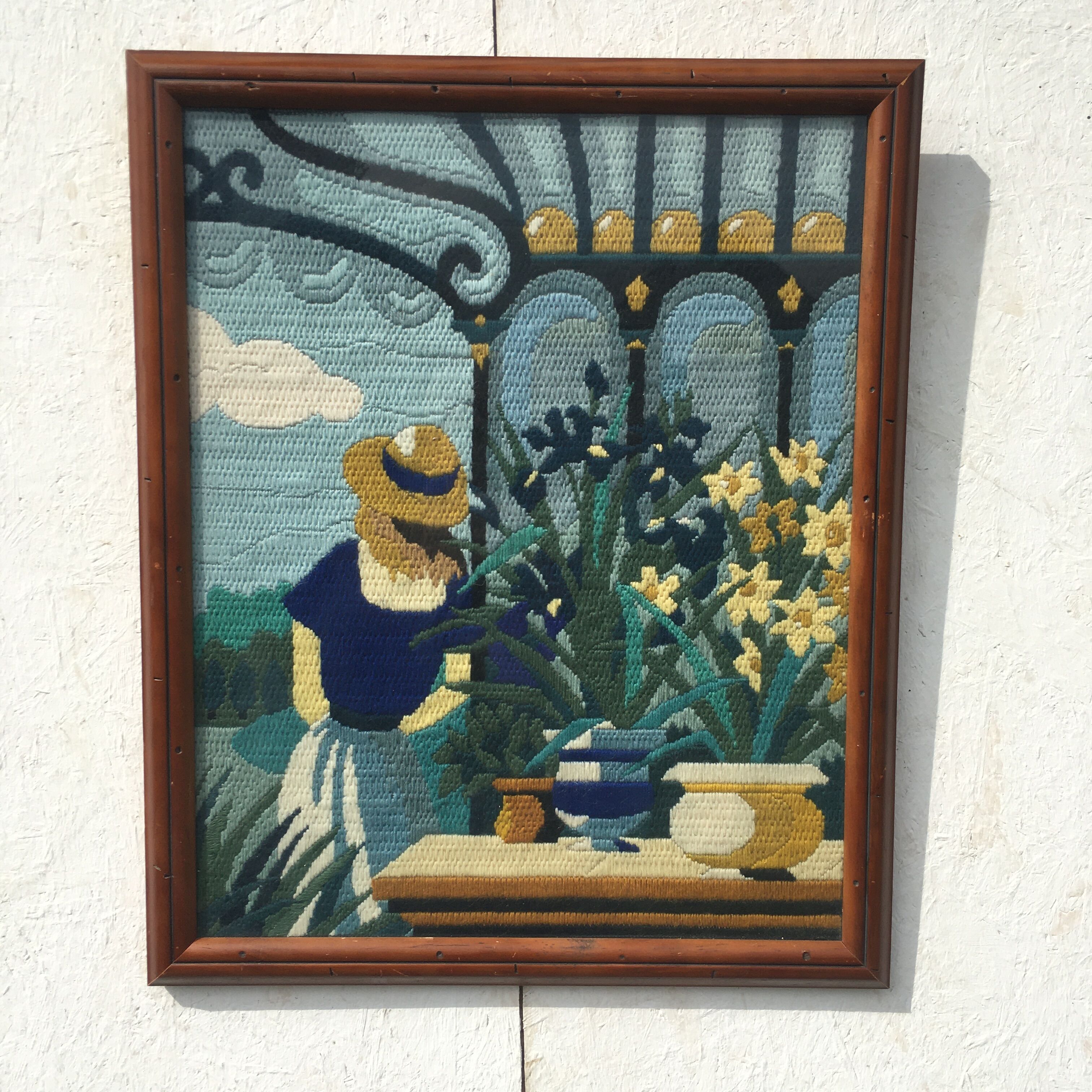 Framed tapestry "the blue lady"