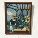 Framed tapestry "the blue lady"