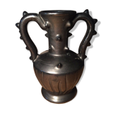 Iridescent black ceramic vase by François Caleca artisan Vallauris
