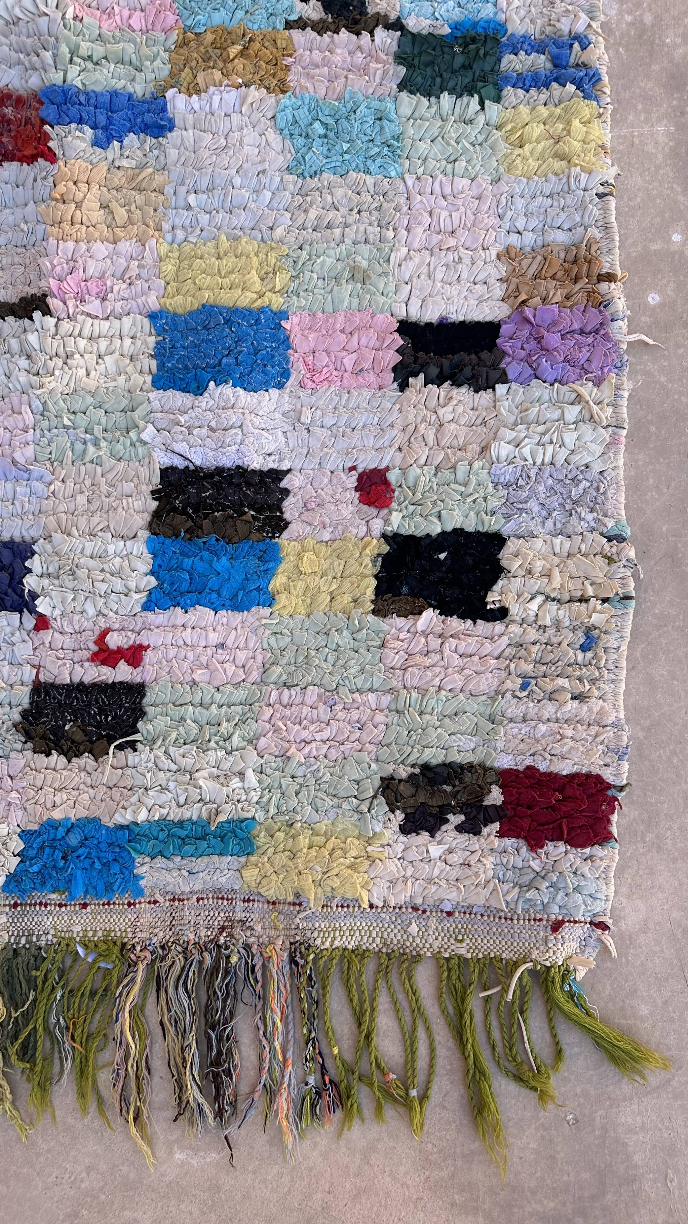 Colorful Boucherouite Moroccan rug - 87 x 190 cm
