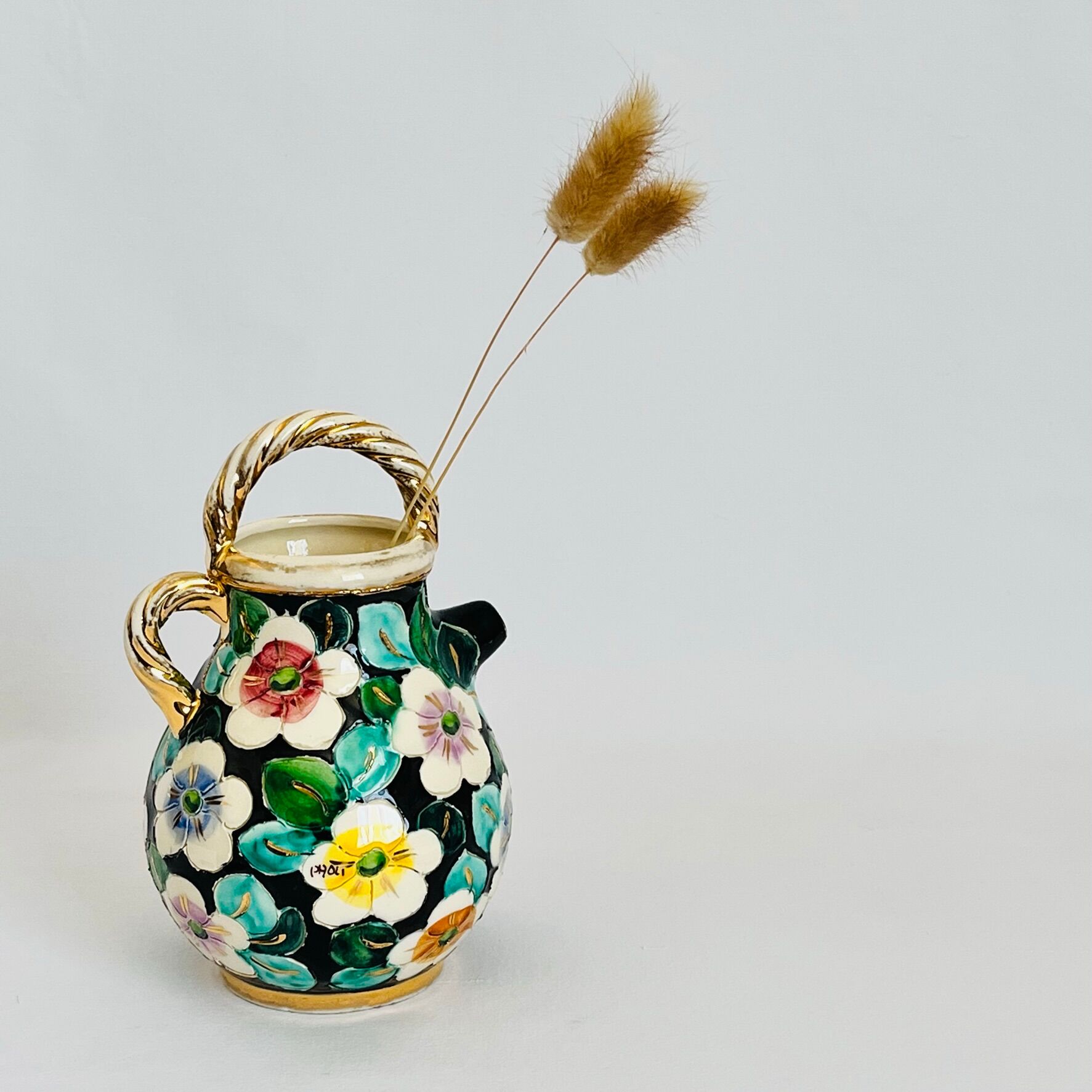Watering can vase floral decoration hand painted