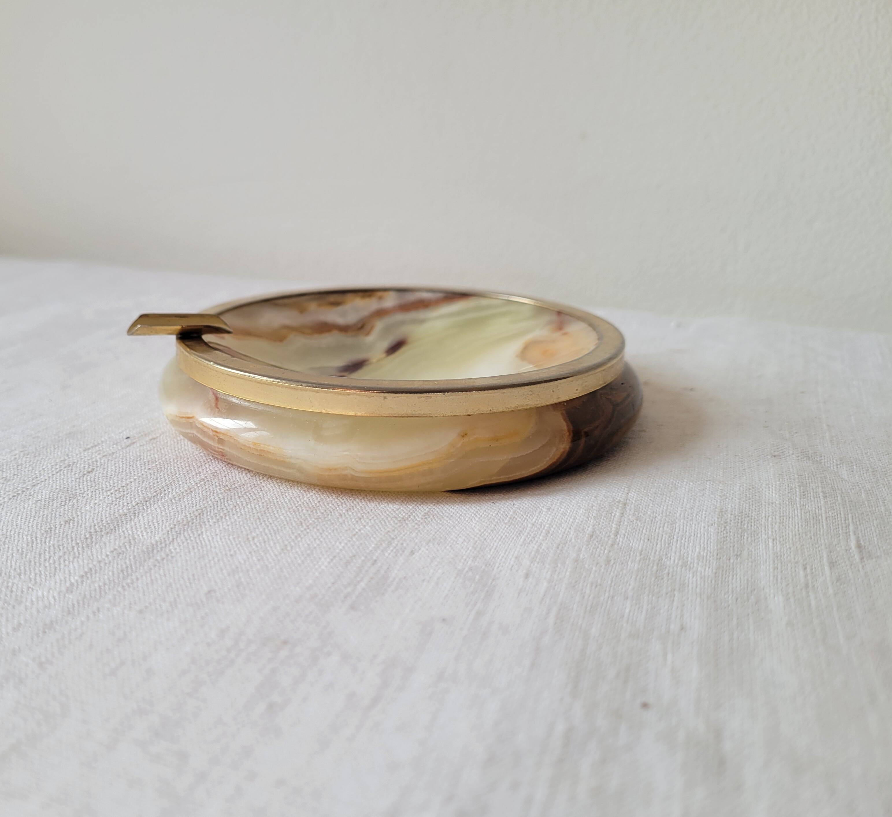 Onyx and brass ashtray
