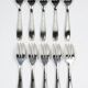 10 Christofle Alfénide Saigon model dessert forks in silver-plated metal.