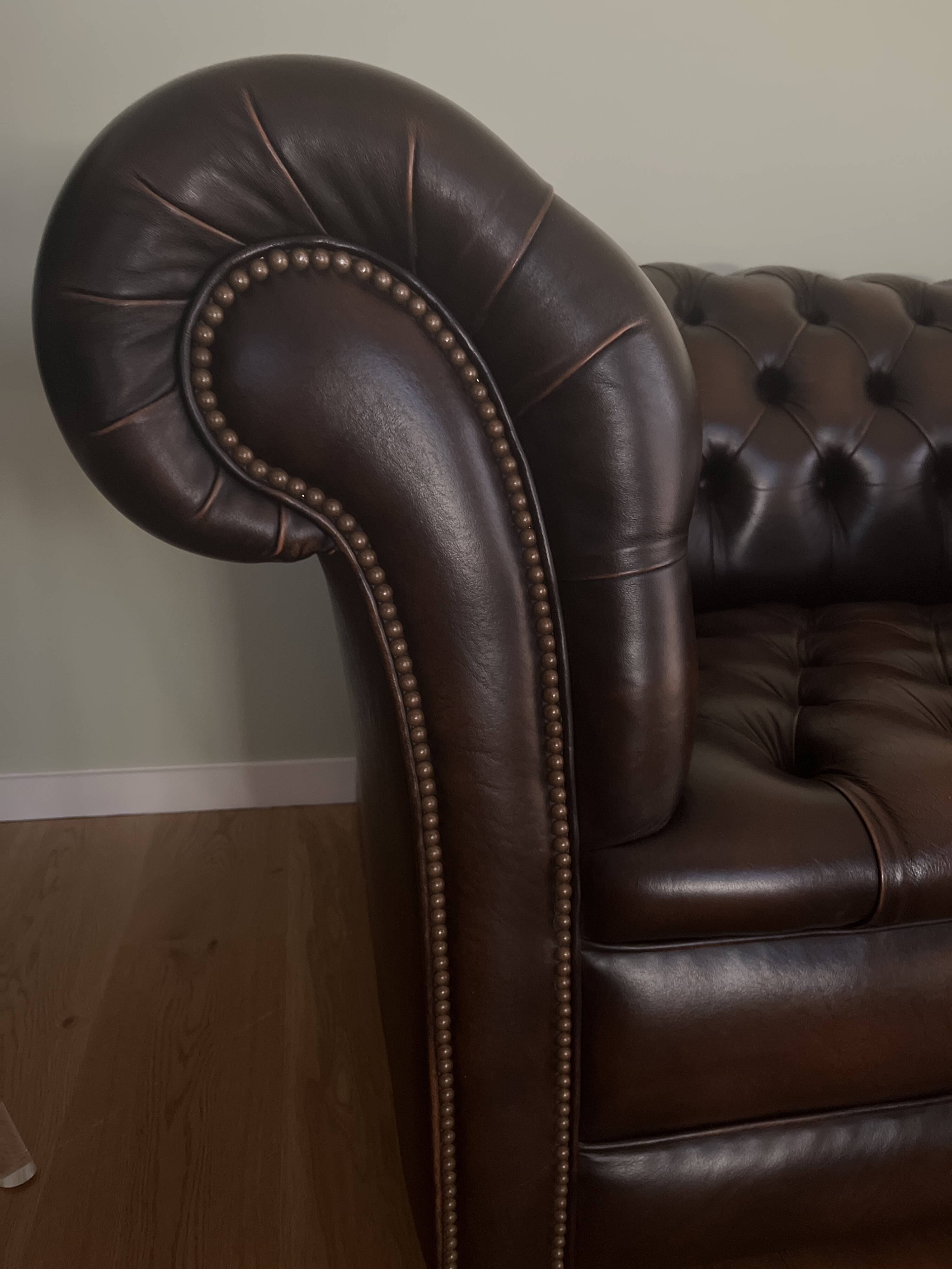 Chesterfield 3-seater sofa - Marway - genuine leather