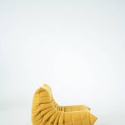 Ensemble de chaise et pouf Togo en tweed jaune