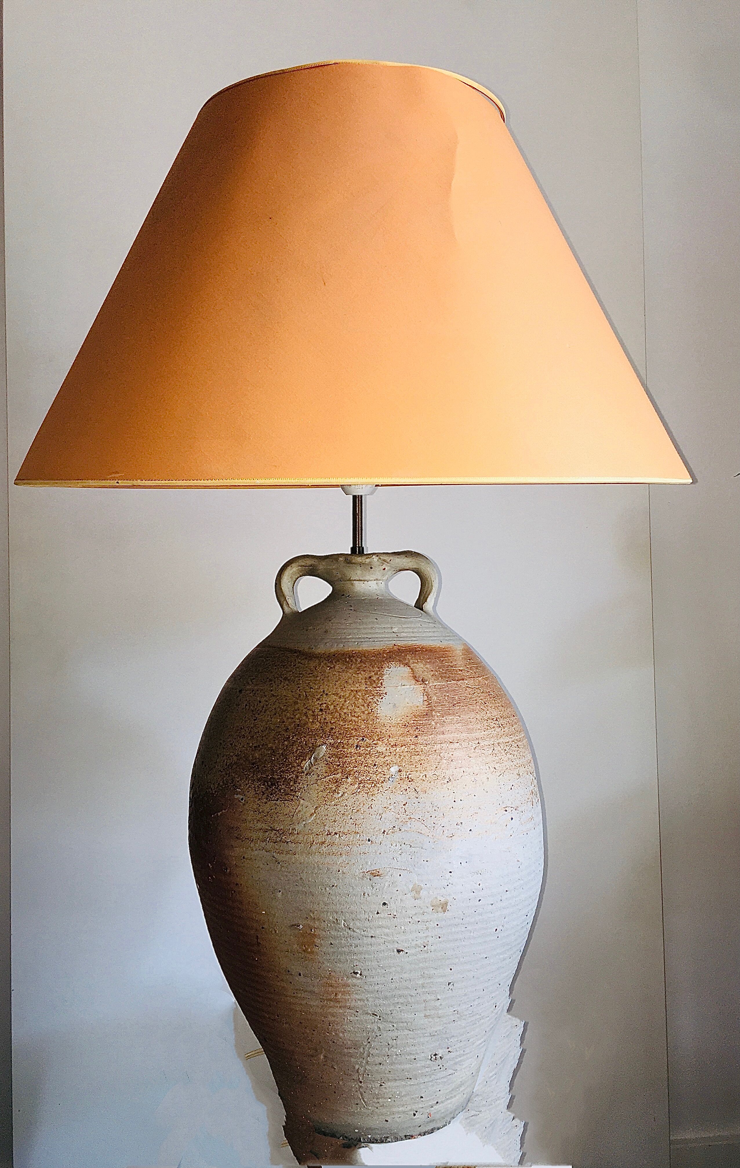 Antique pottery lamp foot