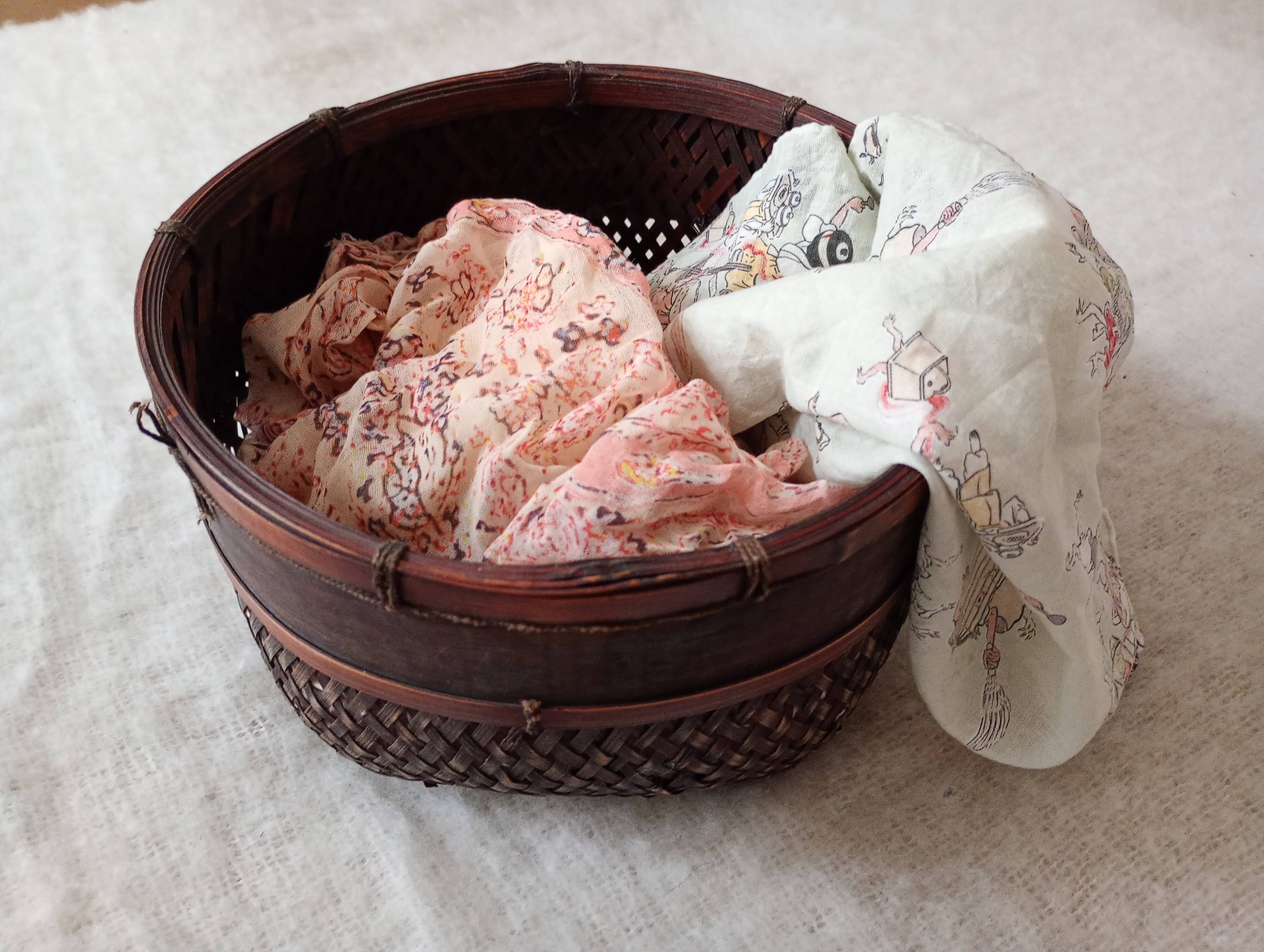 Japanese woven bamboo basket