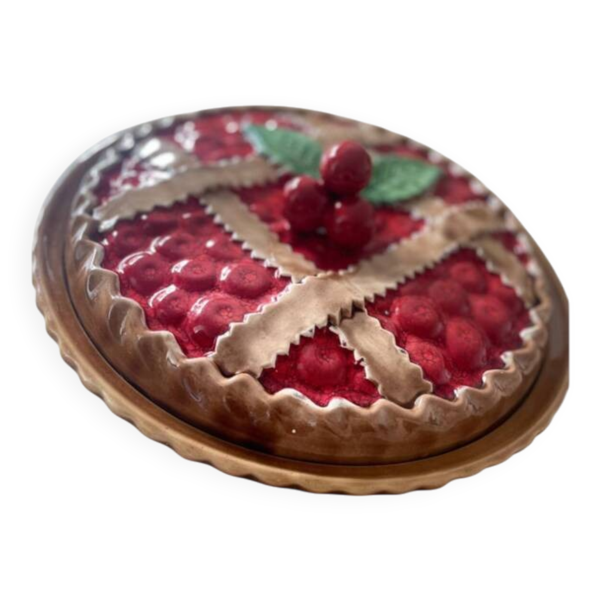Barbotine plat à tarte cerise