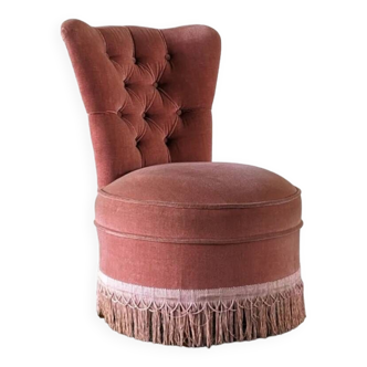 Pink velvet fireside chair