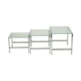 Space Age Nesting Tables Chrome Clear Glass Sixties Design Side Table