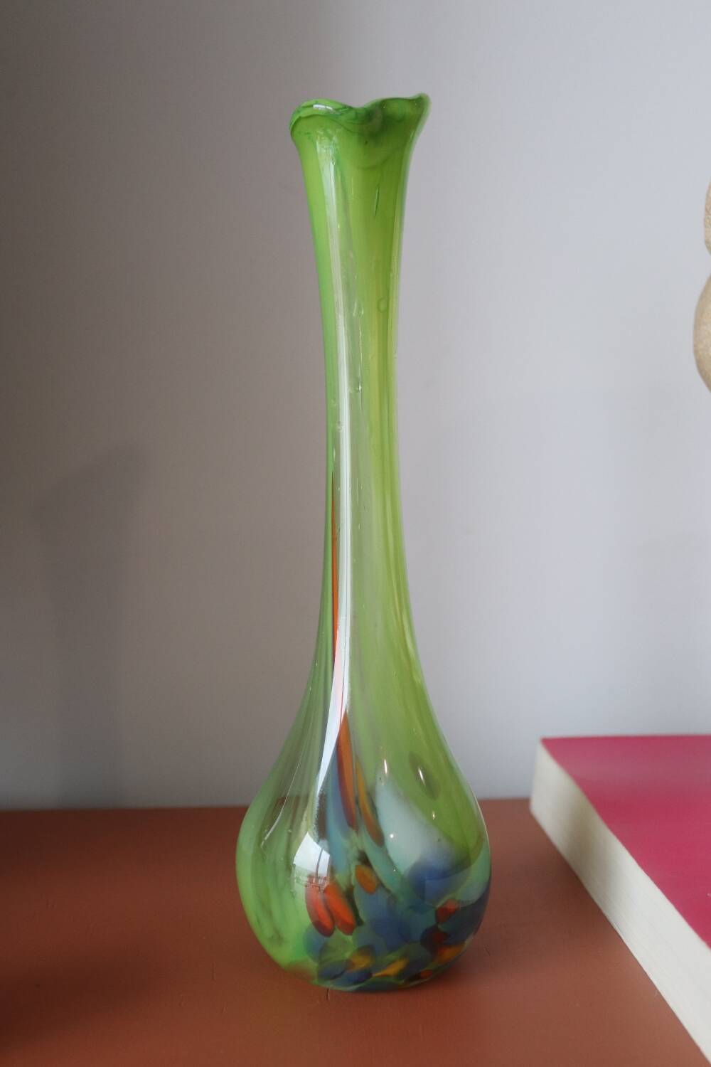 Vintage multicolor Murano arlecchino glass vase