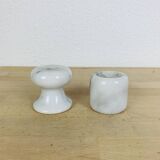 Pair of vintage white marble candlesticks