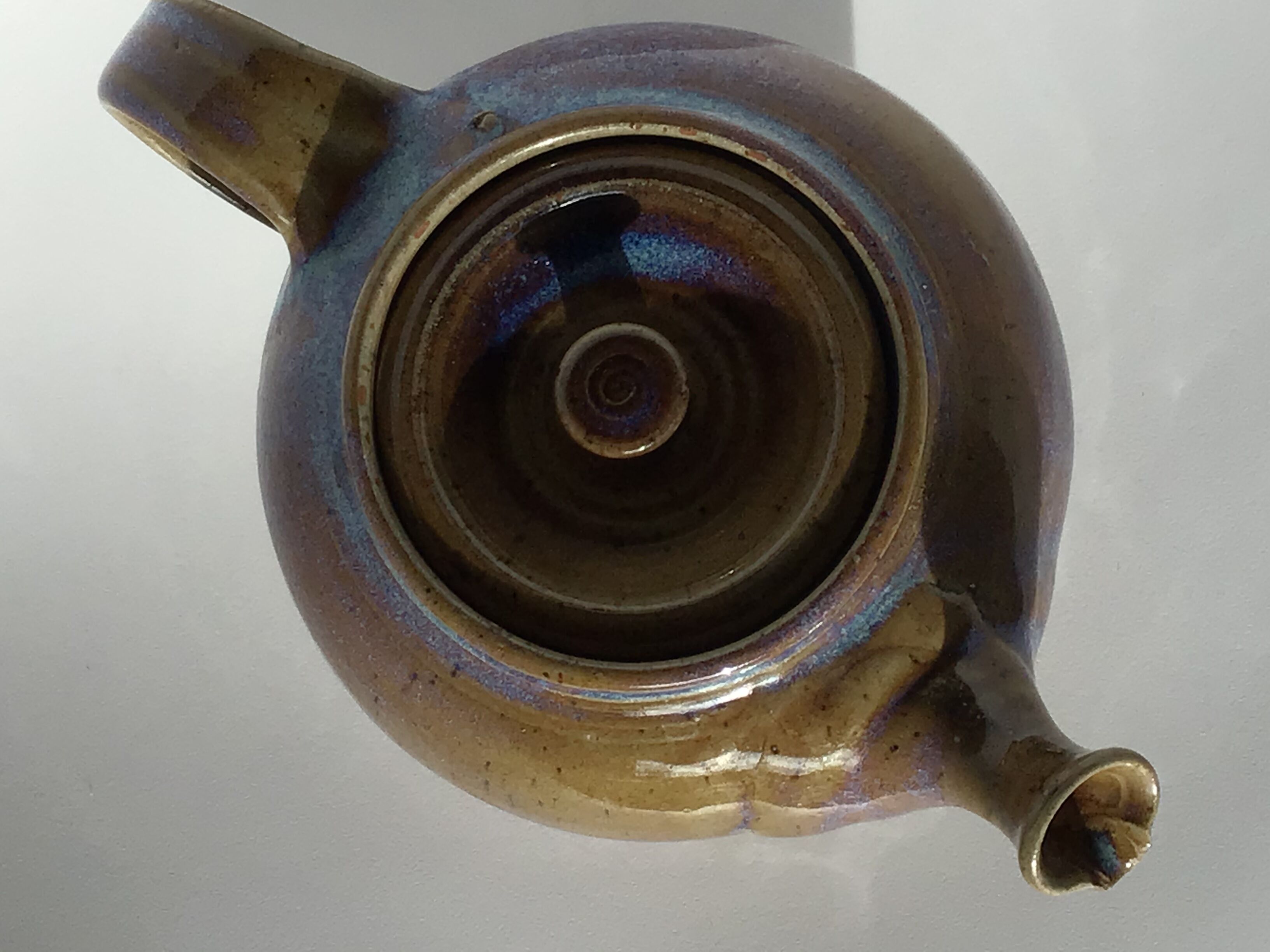 La Borne iridescent blue sandstone teapot signed