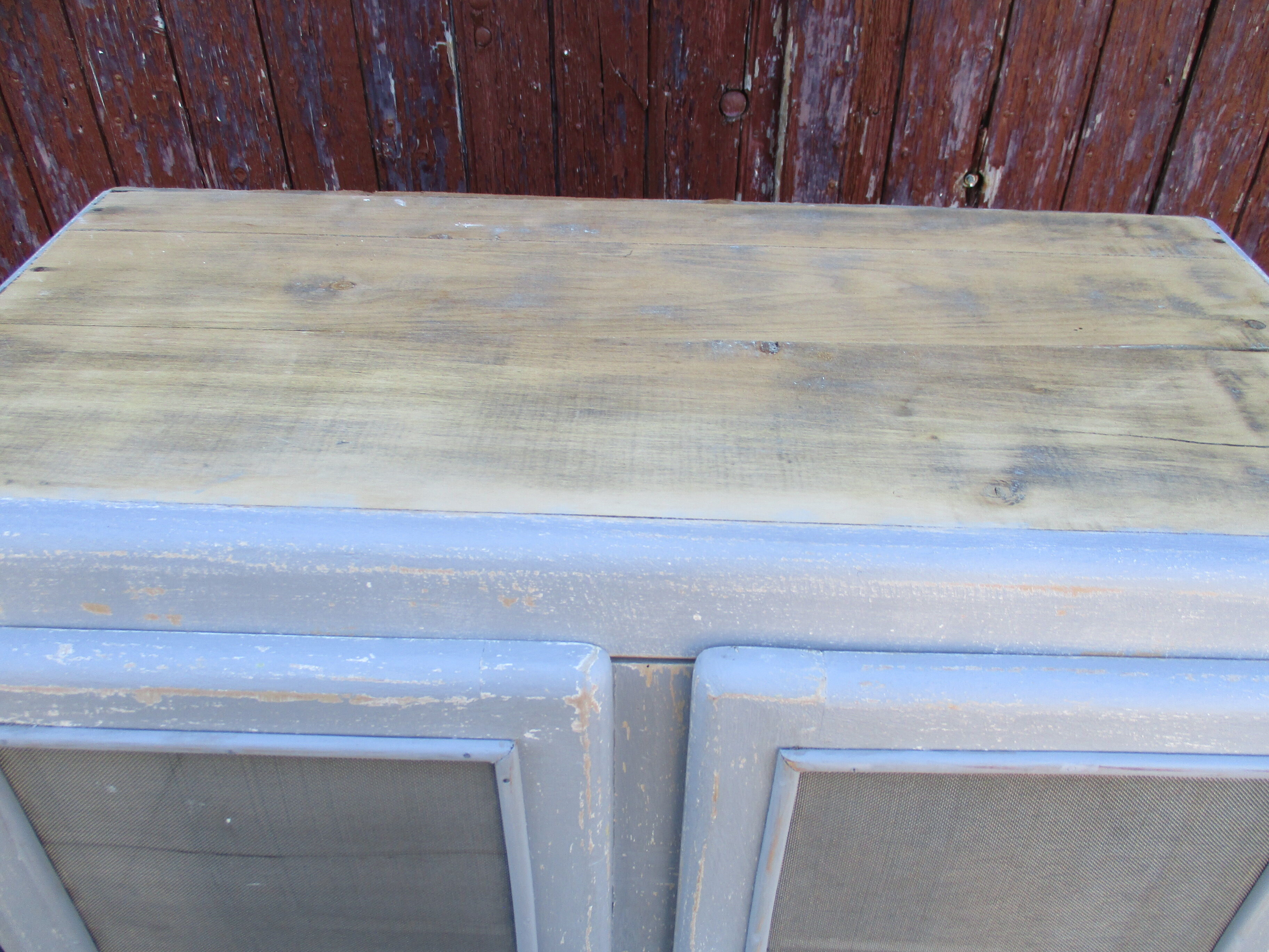 50s kitchen cabinet transformed with a patina makeover