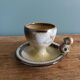 Bird-shaped egg cup in stoneware signed Jean Marie Delahaye Malicornes.