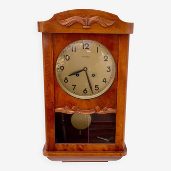 Art Deco Wall Clock By Westerstrand, In A Wood Case, Sweden, 1950s